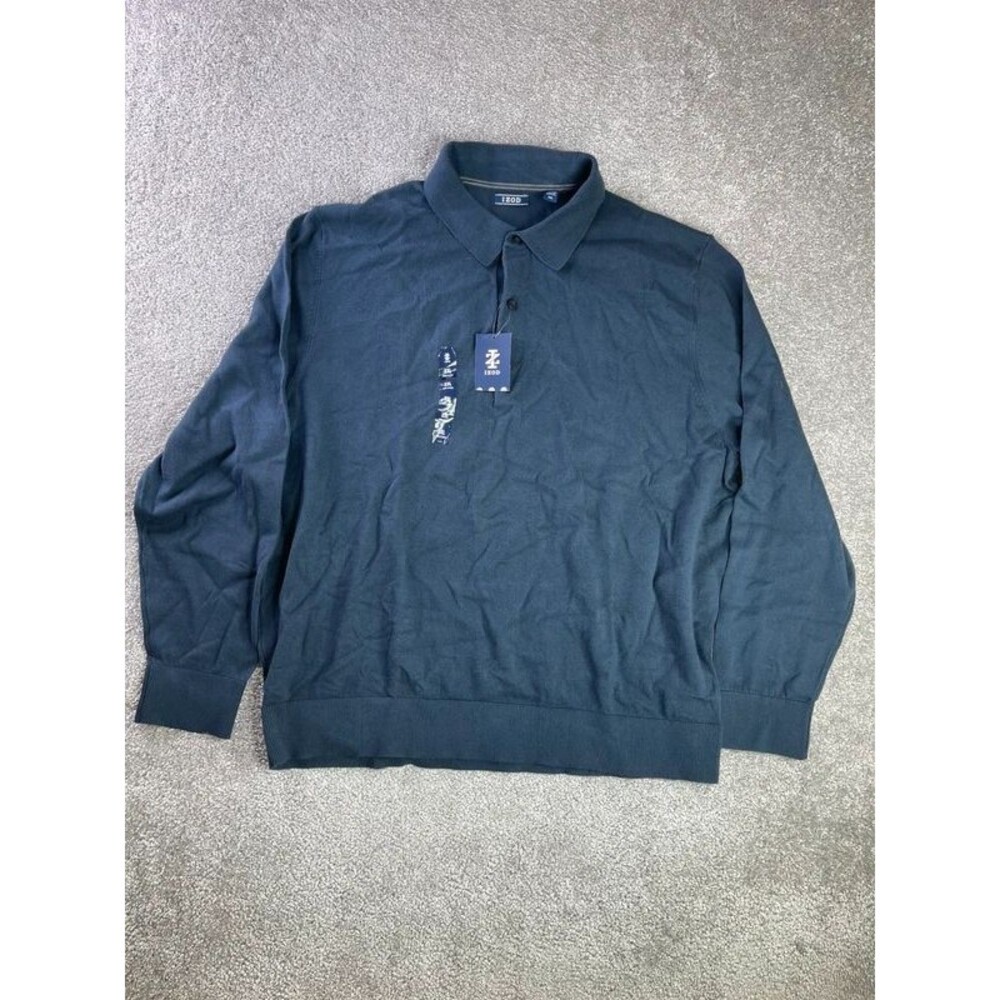 IZOD Sweater Polo Men’s XXL Blue Knit Long Sleeve